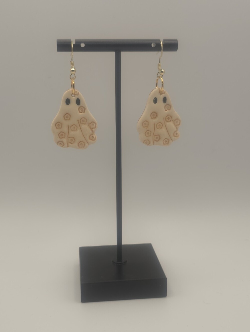 Handcrafted Cream Floral Ghost Drop Earrings
